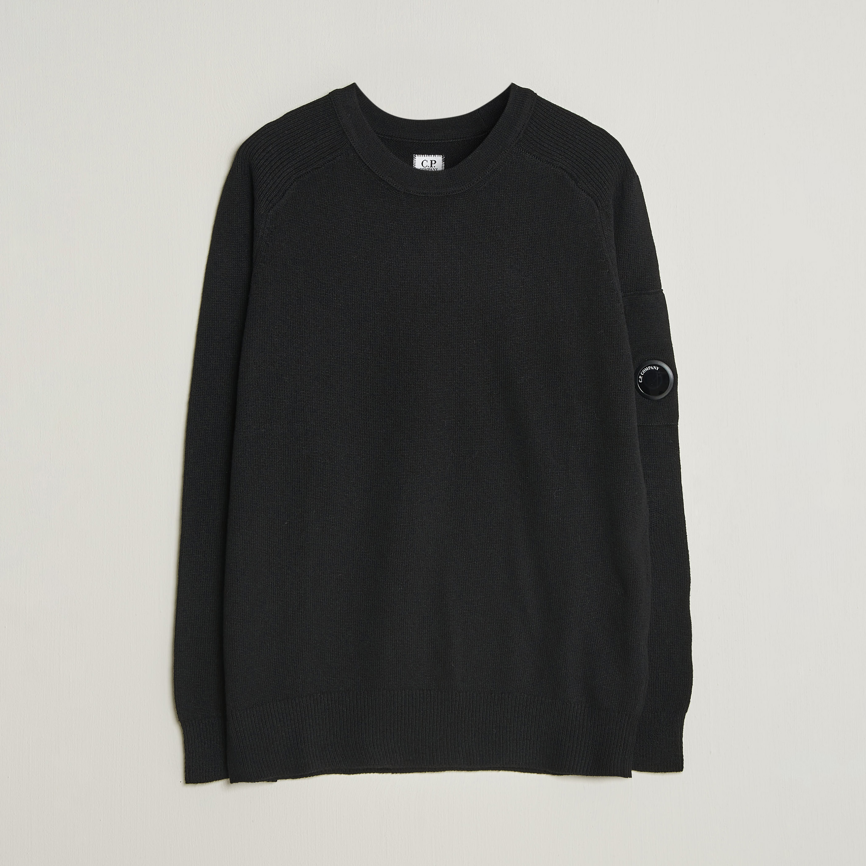 C.P. Company Knitted Lambswool Crew Neck Black – Negro