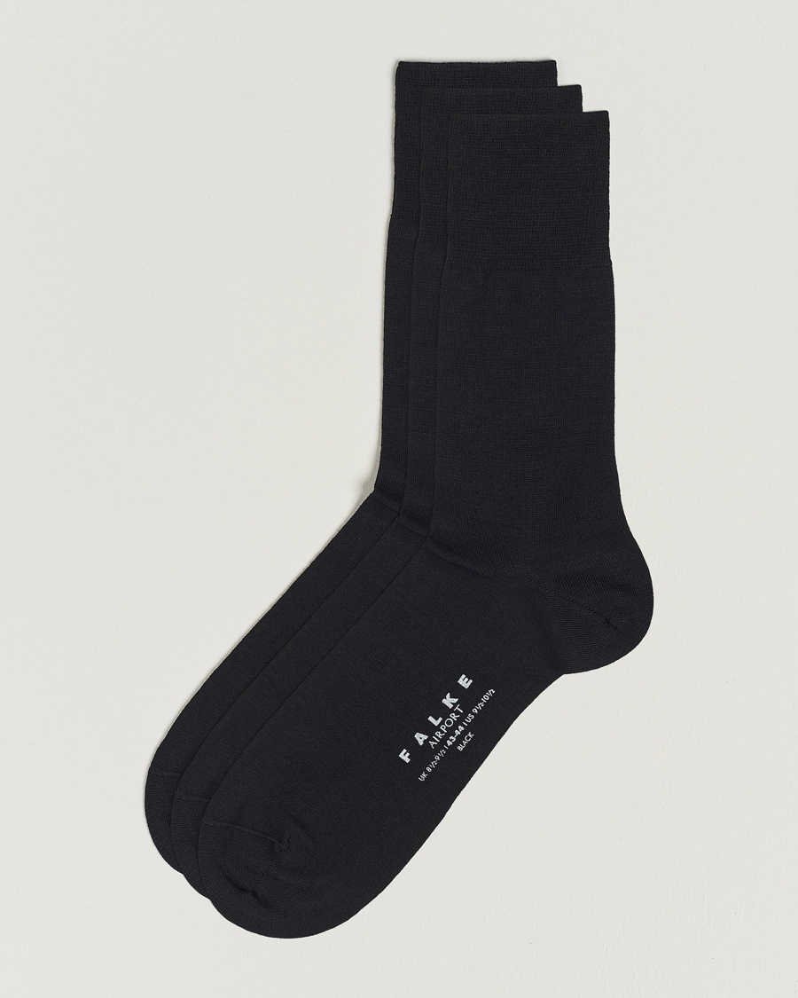 Falke 3-Pack Airport Socks Black – Negro