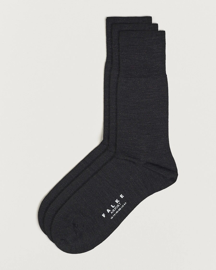 Falke 3-pack Airport Socks Anthracite Melange – Gris