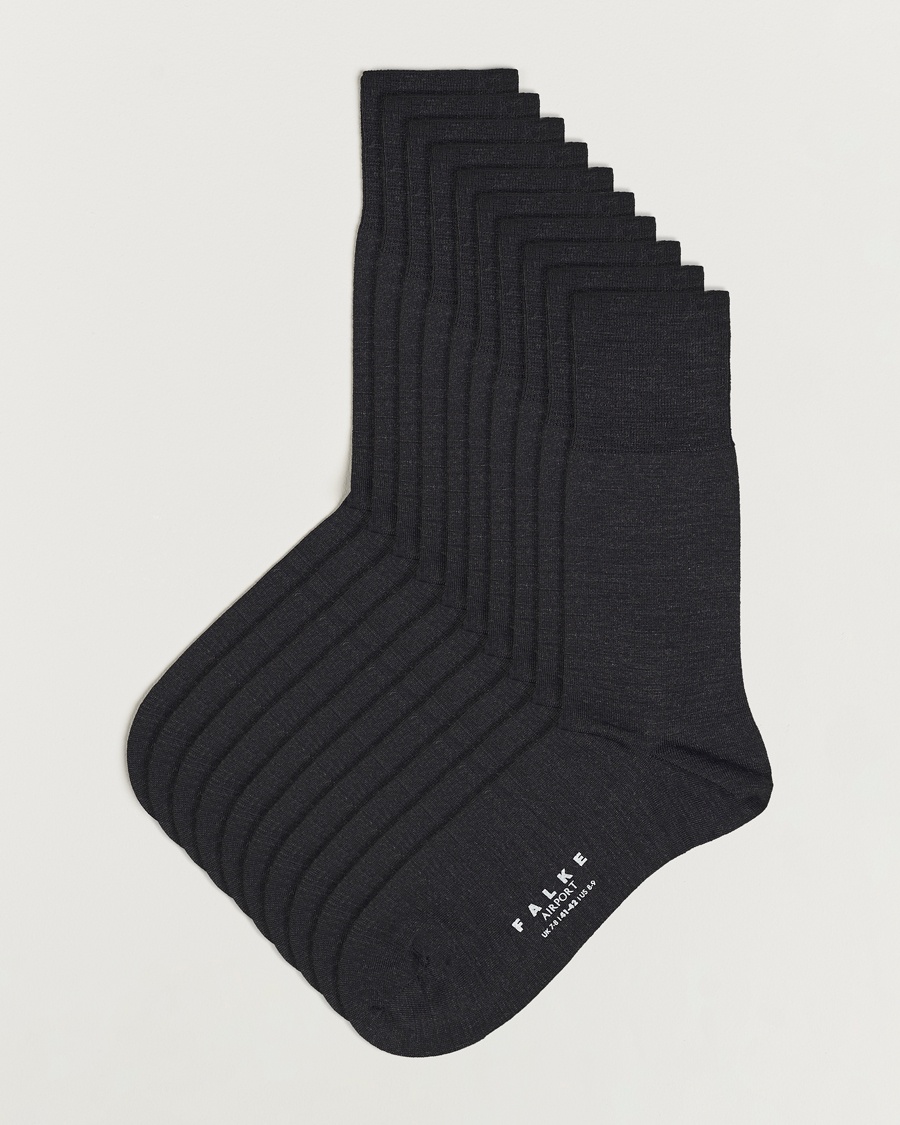 Falke 10-Pack Airport Socks Anthracite Melange – Gris