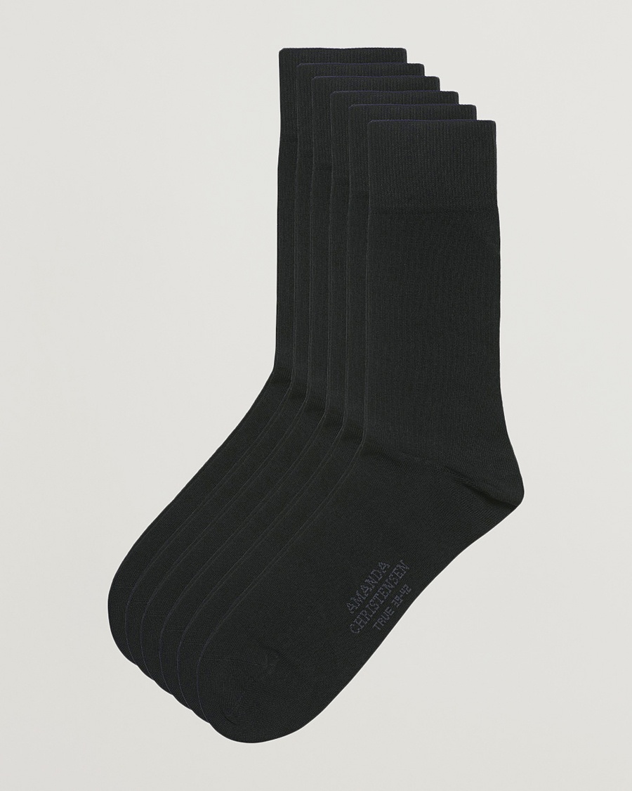 Amanda Christensen 6-Pack True Cotton Socks Black – Negro