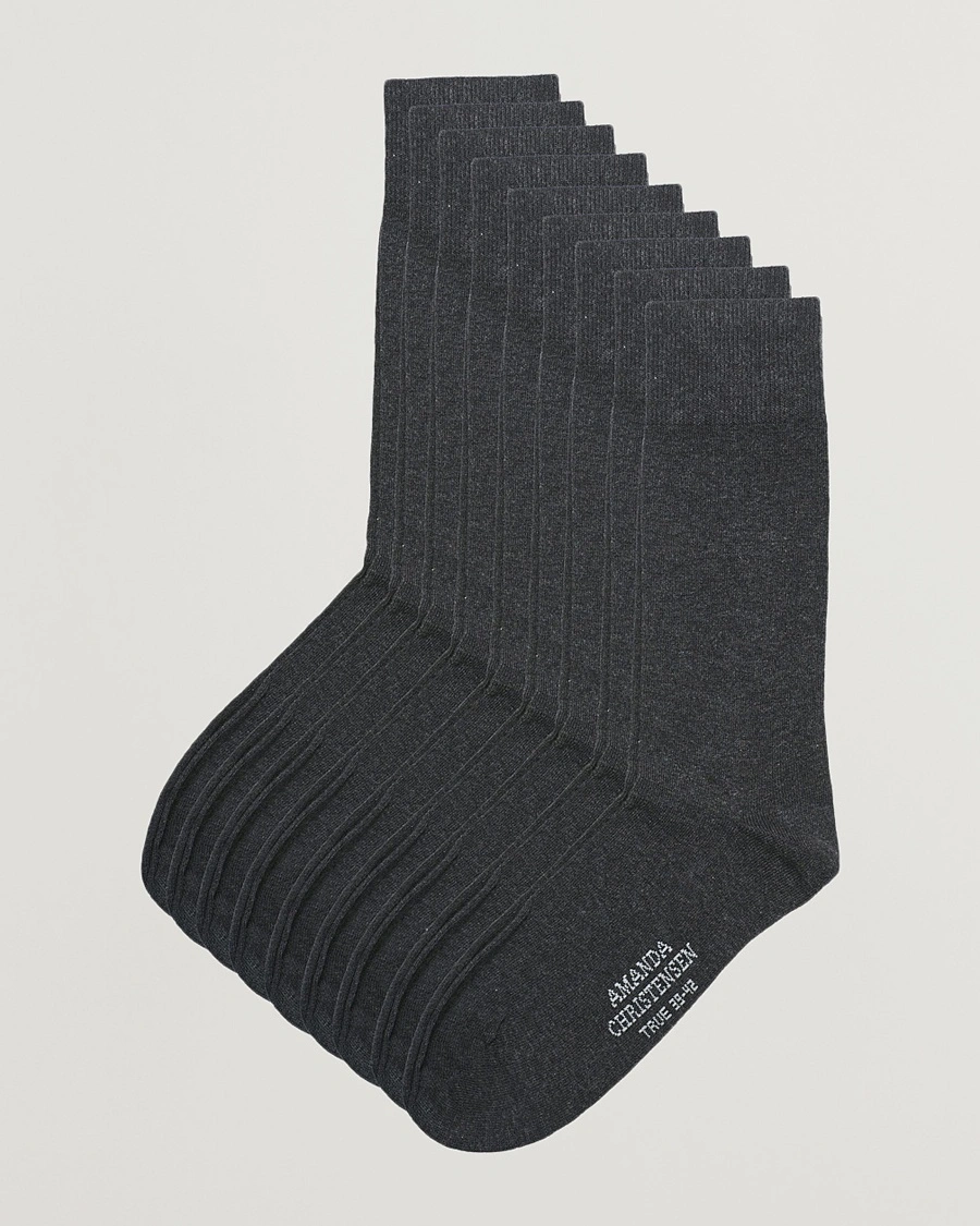 Amanda Christensen 9-Pack True Cotton Socks Antrachite Melange – Gris