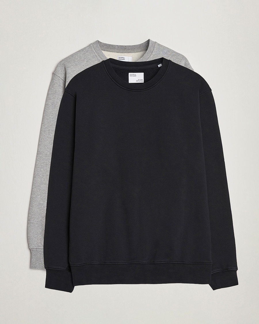 2-Pack Classic Organic Crew Neck Sweat Heather Grey/Deep Black – Gris
