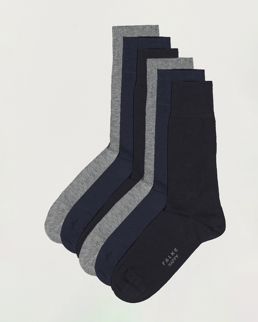 Falke 6-pack Happy Cotton Socks Black/Navy/Light Grey – Azul