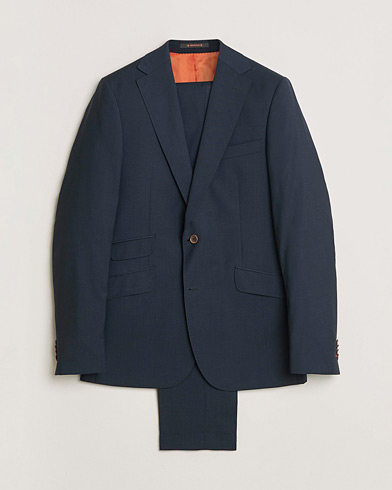 Pre-owned Morris Wool Suit Navy Check 150 – Azul