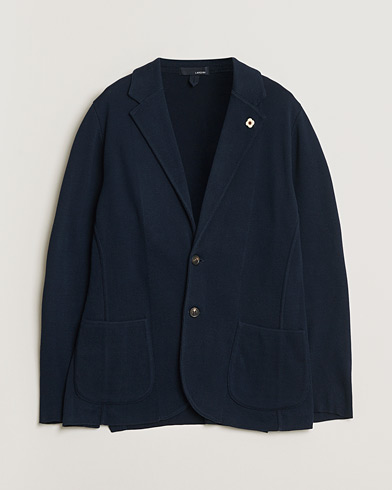 Pre-owned Lardini Knitted Cotton Blazer Navy M – Azul