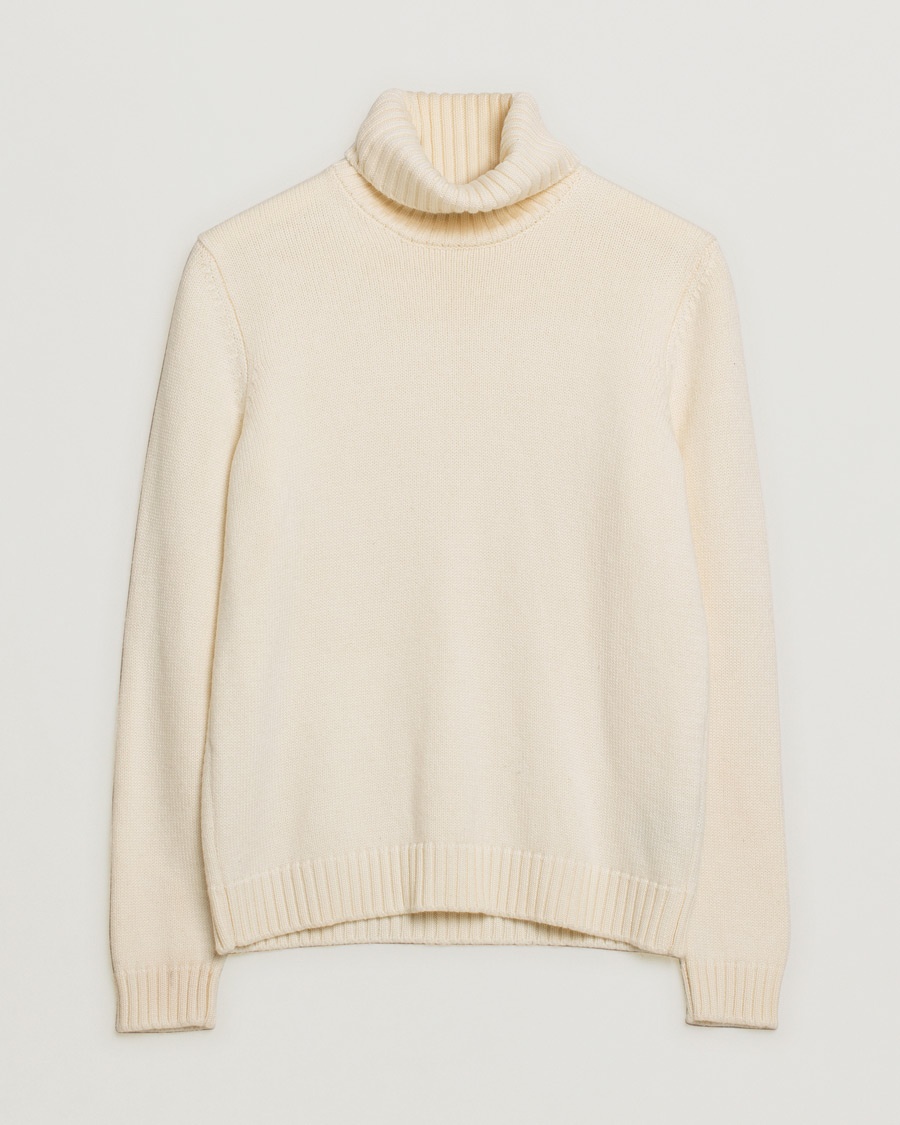 Pre-owned Zanone Virgin Merino Wool Rollneck Latte – Blanco