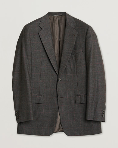 Pre-owned Corneliani Check Wool Blazer Brown 50 – Marrón
