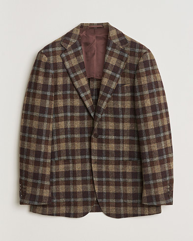 Pre-owned Ring Jacket Checked Wool Blazer Brown 50 – Marrón