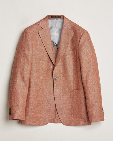Pre-owned Oscar Jacobson Ferry Hopsack Hemp/Wool Blazer Orange 54 – Naranja