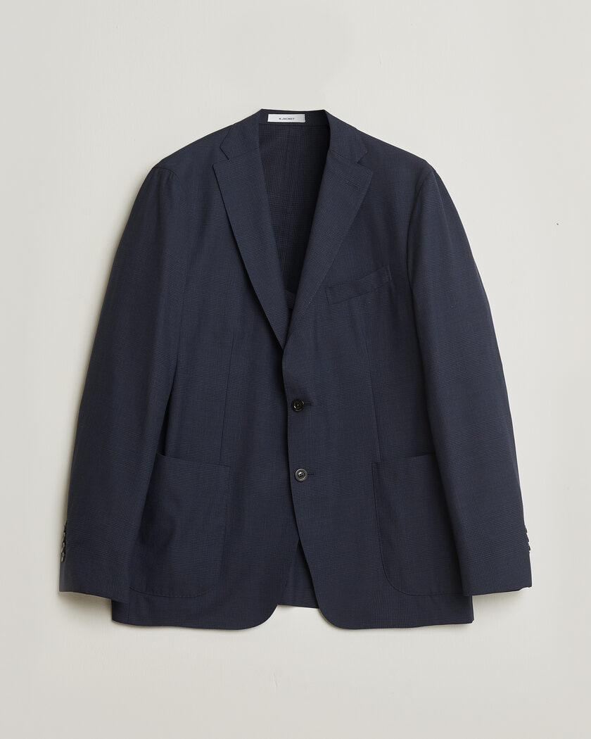 Pre-owned Boglioli K Jacket Check Wool & Silk Blazer Navy 54 – Azul