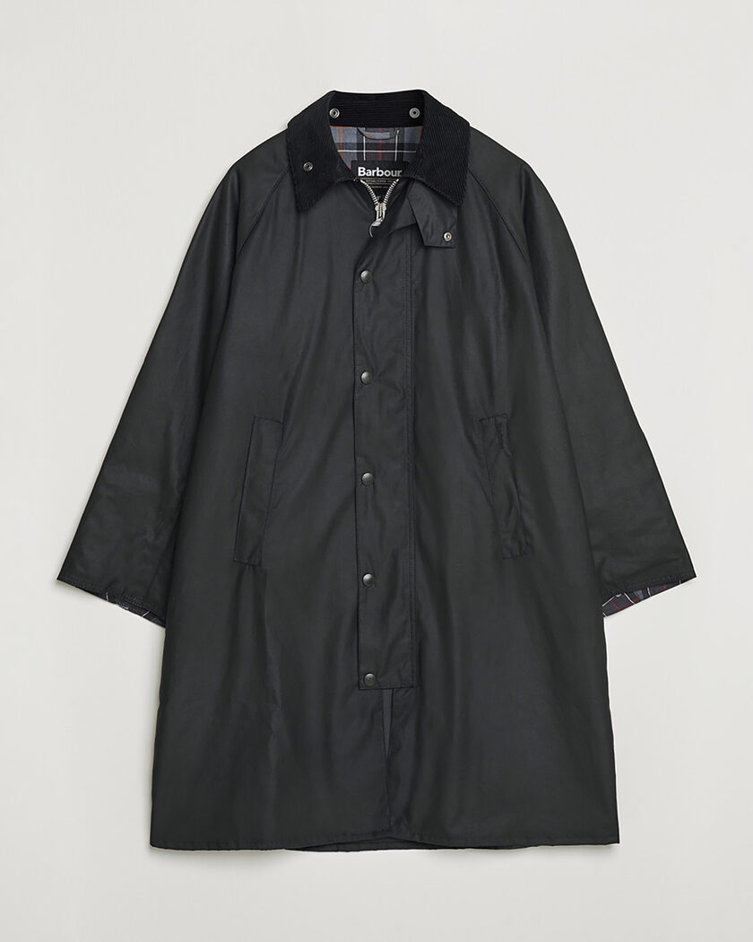 Pre-owned Barbour Heritage Modfied Exmoore Wax Coat Black UK38 - EU48 – Negro