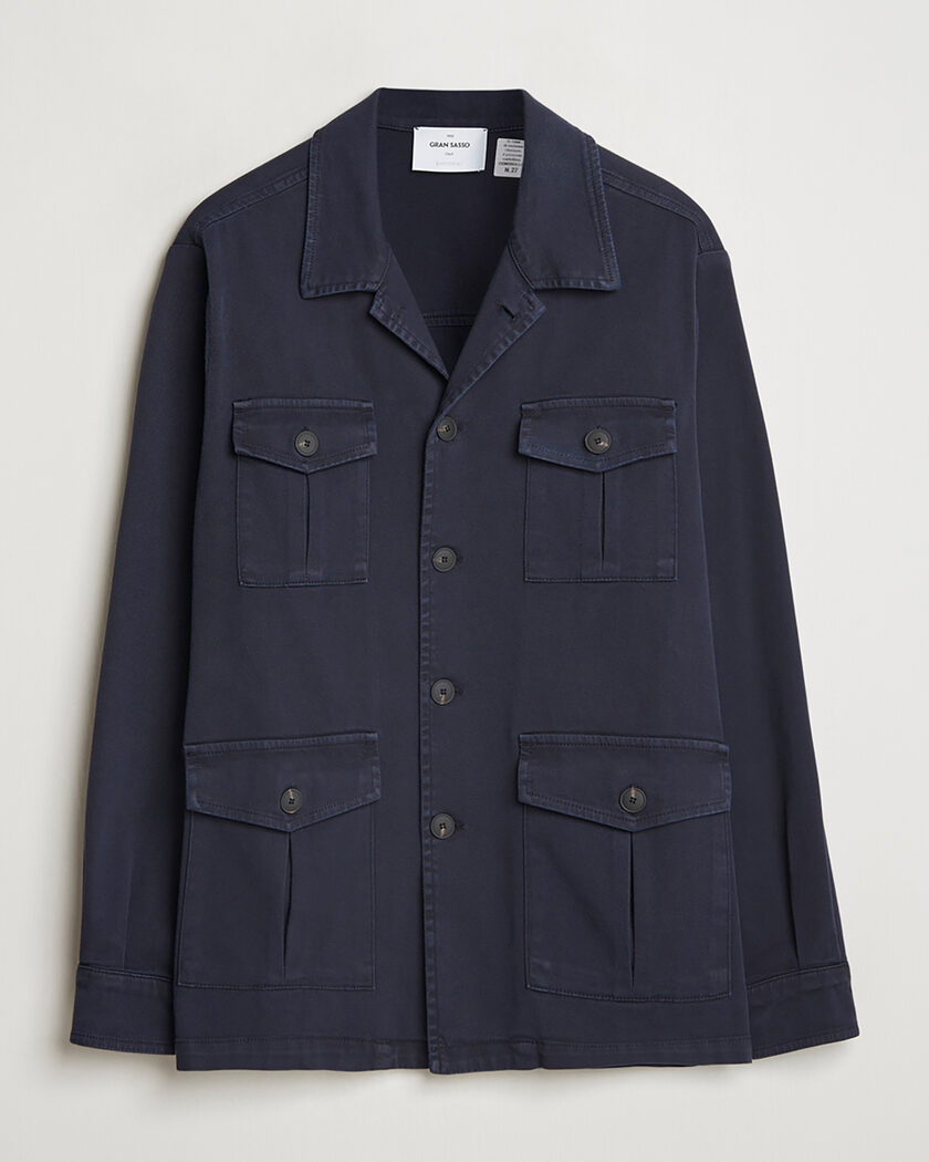 Pre-owned Gran Sasso Cotton Twill Safari Jacket Navy 50 – Azul