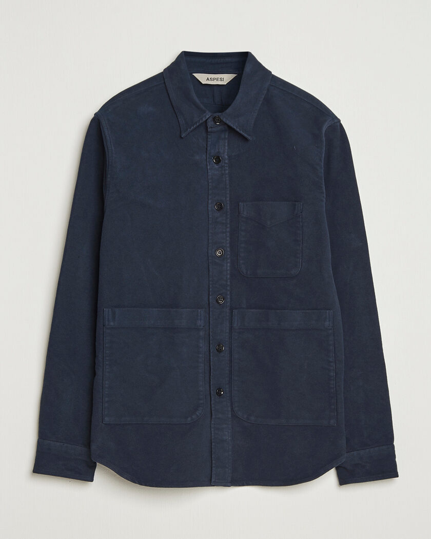 Pre-owned Aspesi Moleskine Utility Shirt Navy XL – Azul