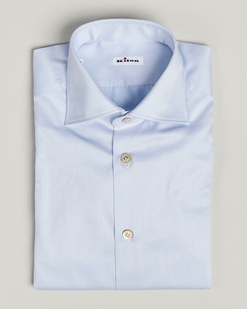 Pre-owned Kiton Cotton Dress Shirt Light Blue 38 - S – Azul