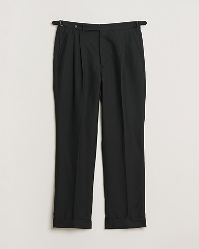 Pre-owned Berg&Berg High Waisted Double Pleated Wool Trousers Black 52 – Negro