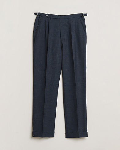 Pre-owned Berg&Berg High Waisted Double Pleated Wool Trousers Blue 52 – Azul