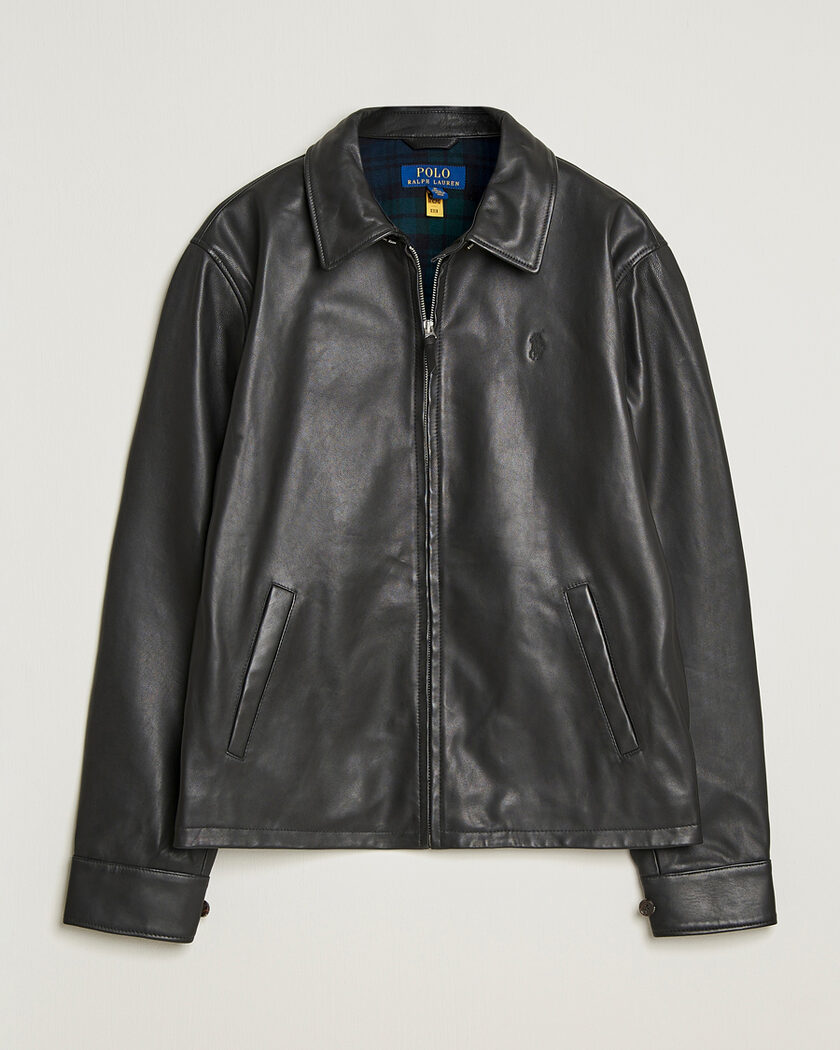 Pre-owned Polo Ralph Lauren Maxwell Windbreaker Leather Jacket Polo Black L – Negro