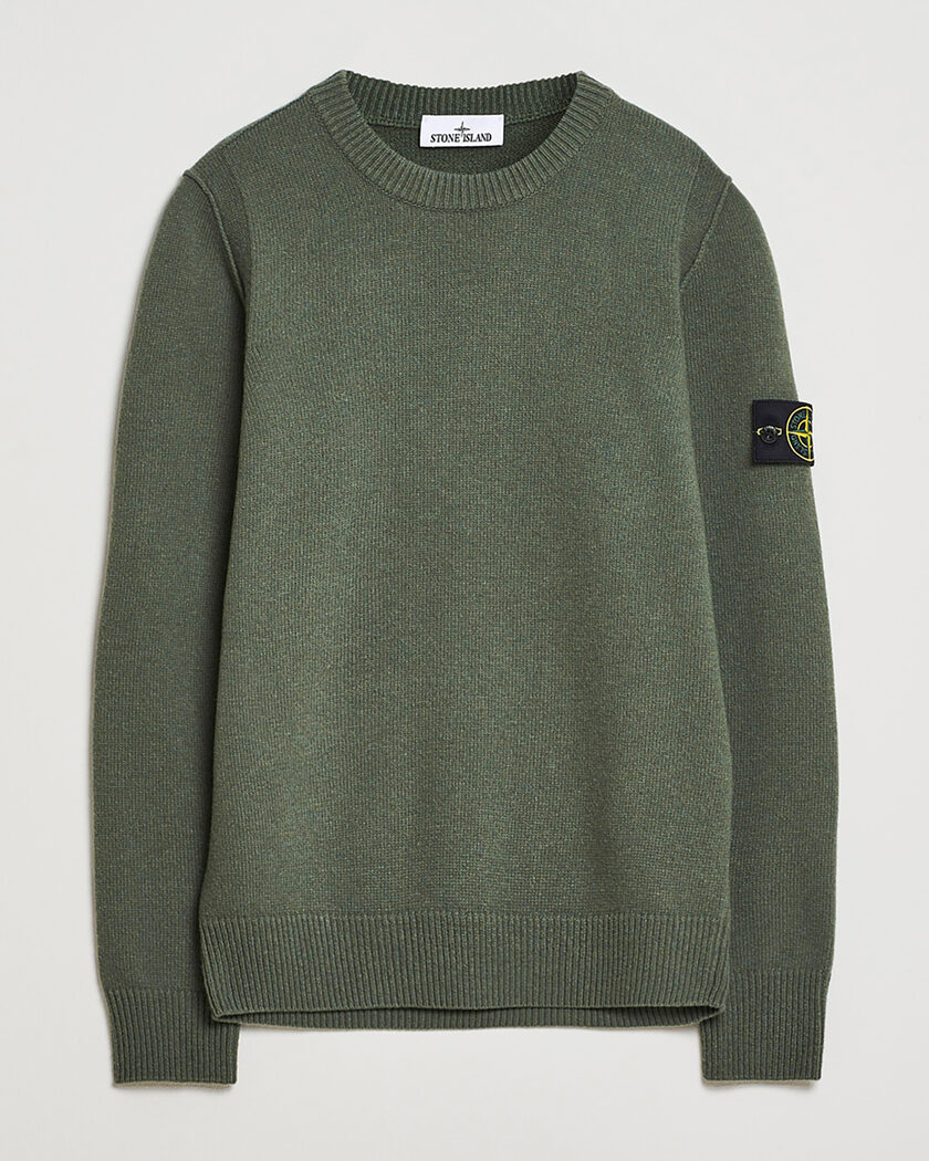 Pre-owned Stone Island Knitted Lambswool Crew Neck Military Green M – Verde
