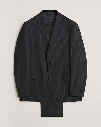 Pre-owned Caruso Pinstripe Wool Suit Black 52 – Negro