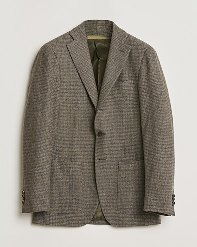 Pre-owned Caruso Wool Houndstooth Blazer Brown 46 – Marrón