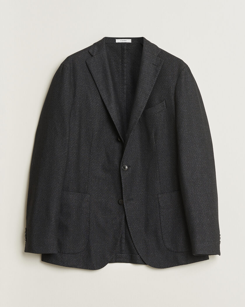 Pre-owned Boglioli K Jacket Flannel Wool Blazer Charcoal 50 – Negro