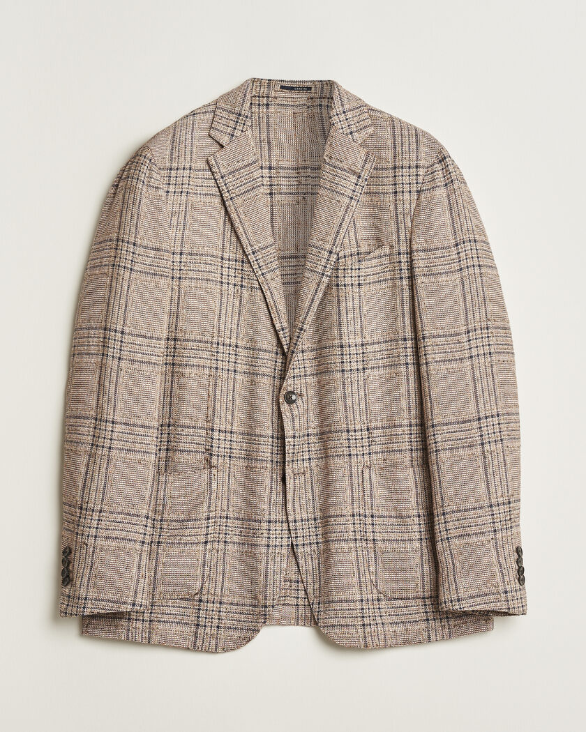 Pre-owned Lardini Silk Blend Checked Blazer Brown 54 – Marrón
