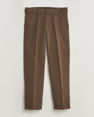Drake's Peached Flat Front Cotton Chino Brown