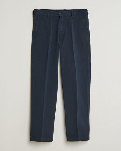 Drake's Peached Flat Front Cotton Chino Navy