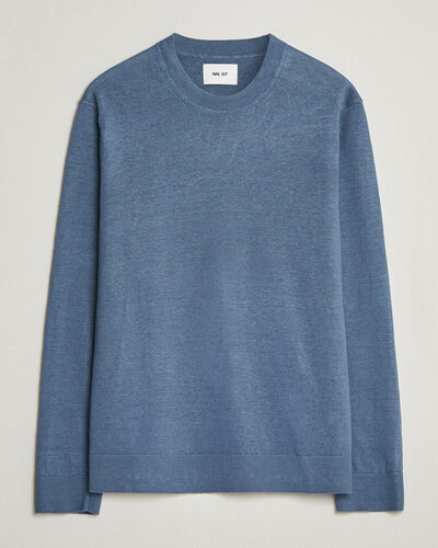 NN07 Ted Linen Knitted Sweater Stone Blue