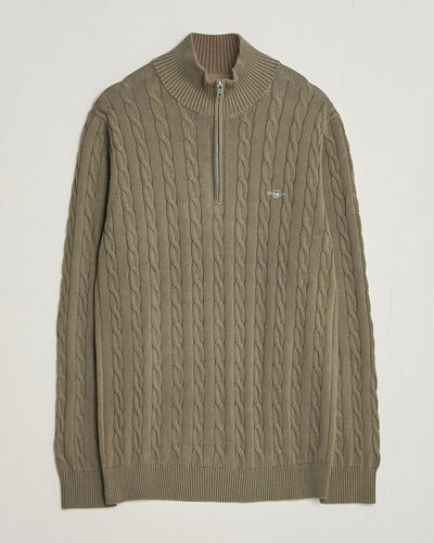 Gant Cotton Cable Half Zip Faded Taupe