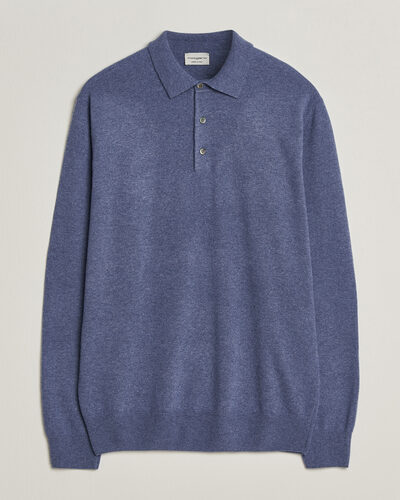 Morgano Wool/Cashmere Polo Mid Blue