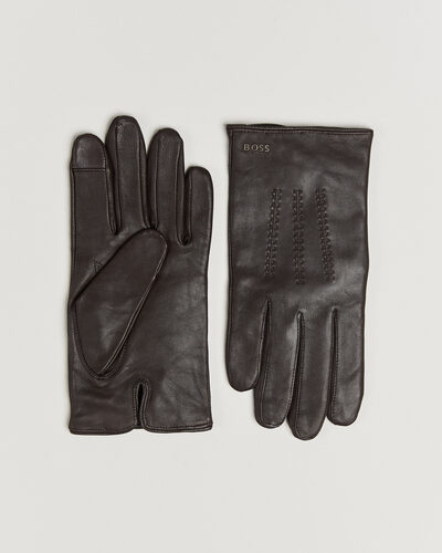 BOSS BLACK Hainz Leather Glove Dark Brown