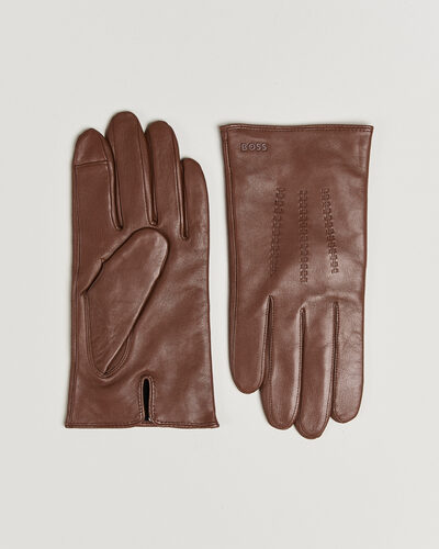 BOSS BLACK Hainz Leather Glove Medium Brown