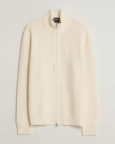 BOSS BLACK Fiocco Wool/Cashmere Full Zip Open White
