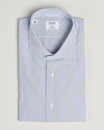 Mazzarelli Soft Cotton Popeline Shirt Blue Stripe