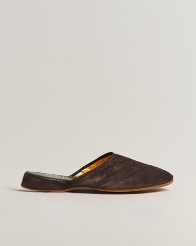 Bowhill & Elliott Mule Slipper Quilt Lining Chocolate Suede
