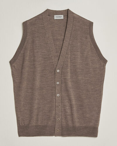 John Smedley Bolton Extra Fine Merino Waistcoat Mushroom Brown
