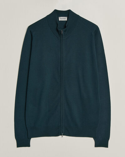 John Smedley Claygate Extra Fine Merino Full Zip Richardson Green