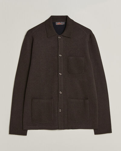 Morris Dudley Knitted Overshirt Brown