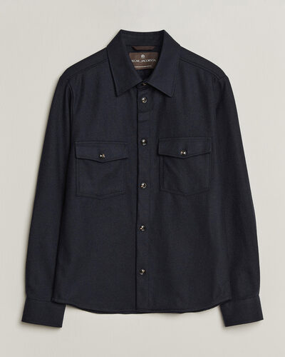 Oscar Jacobson Magnus Wool Shirt Jacket Navy
