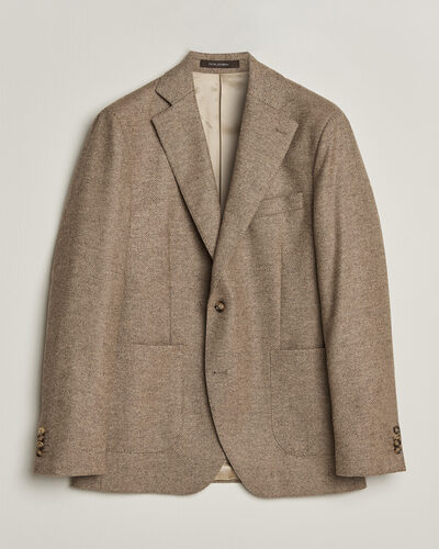 Oscar Jacobson Fogerty Herringbone Wool Blazer Beige