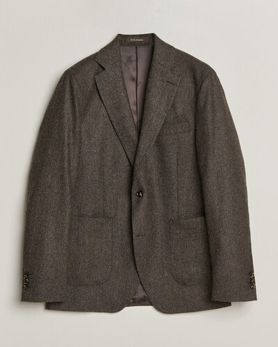 Oscar Jacobson Fogerty Herringbone Wool Blazer Brown