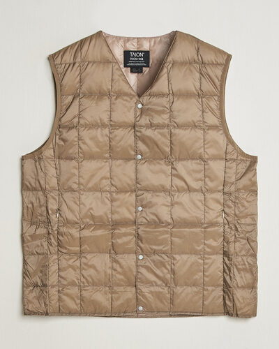 TAION V-Neck Lightweight Down Vest Khaki