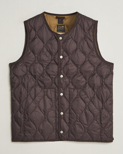 TAION Military Crew Neck Down Vest Dark Choco