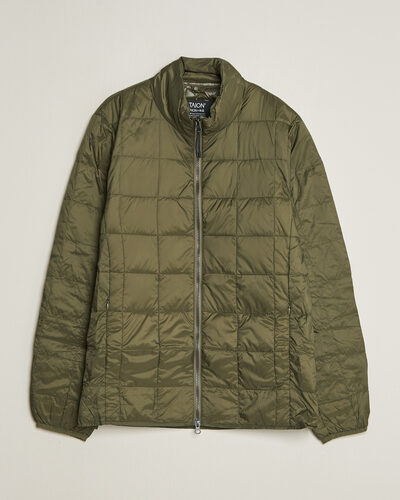 TAION High Neck Full Zip Lightweight Down Jacket Dark Olive