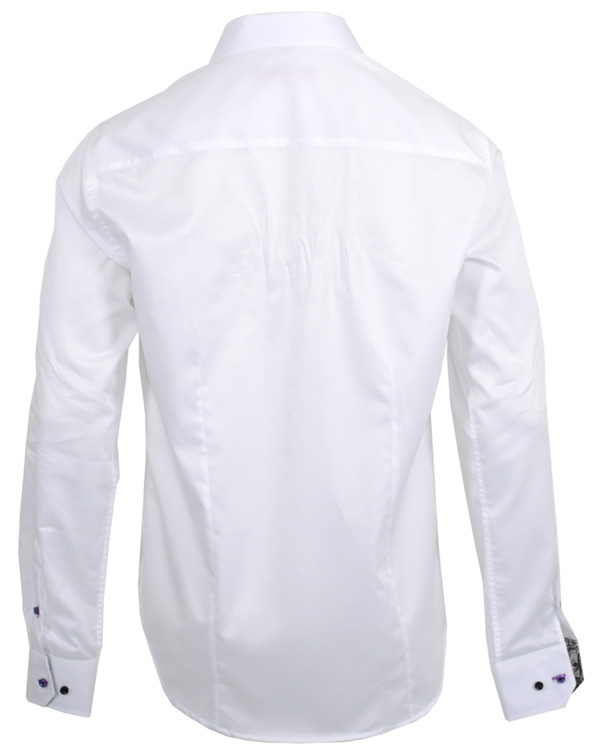 Hombres | Camisas | Oscar of Sweden | Skjorta Slim Fit Vit Paisly Kontrast