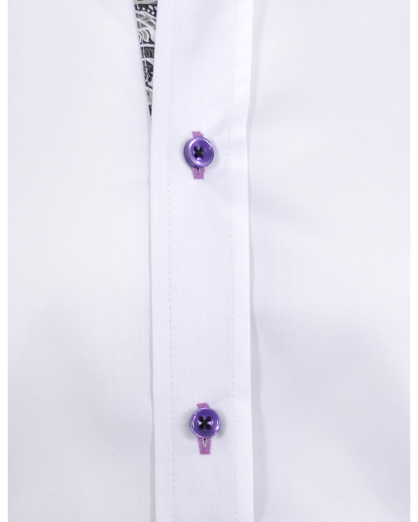 Hombres | Camisas | Oscar of Sweden | Skjorta Slim Fit Vit Paisly Kontrast