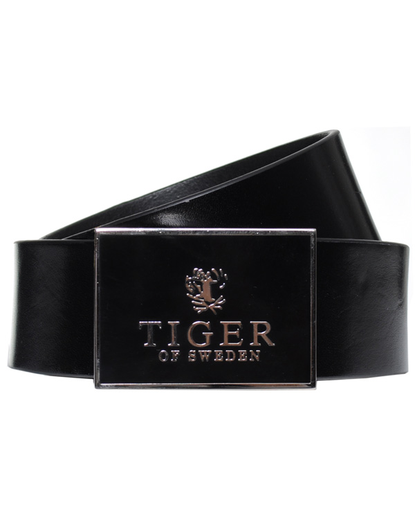 Hombres | Tiger of Sweden Leather Logo Belt Black | Tiger of Sweden | Leather Logo Belt Black