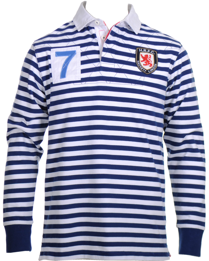 Hombres | Jerséis y prendas de punto | Hackett | London Quilt Stripe Rugger Blue/White